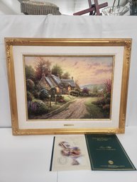 #131 THOMAS KINKADE STUDIO PROOF WITH ORIGINAL DRAWING ON BACK BY THOMAS KINKADE A PEACEFUL TIME