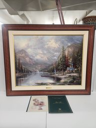 #133 MOUNTAIN MAJESTY END TO A PERFECT DAY  BY THOMAS KINKADE 34X43 PRINT