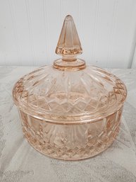 #31 LIDDED PINK DEPRESSION GLASS DISH