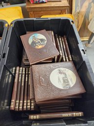 #33 TOTE FULL OF OROUND 36 TIME LIFE LEATHER BOUND BOOKS 'THE OLD WEST'