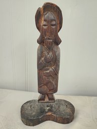 #35 HAND CARVED ITALIAN WOOD SAINT WITH HALO
