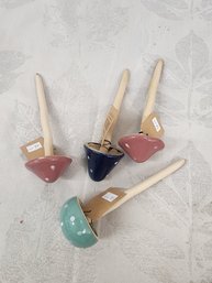 #36 4 MUSHROOM PLANT DECOR STICKS MAKE OF POTTERY