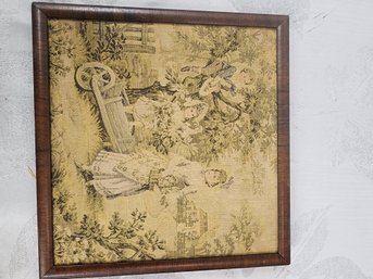 #48 ANTIQUE FRAMED FRENCH TAPESTRY SWATCH 10.5X10.5