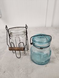 #73 2 ANTIQUE CANNING JARS