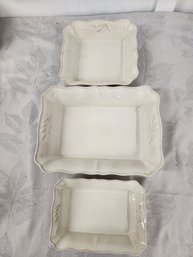 #95 3 ARENTINO  OFF WHITE SERVING BOWLS