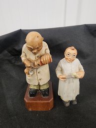 #105 2 FUN AND WELL MADE WOOD CARVED GERMAN DOCTORS