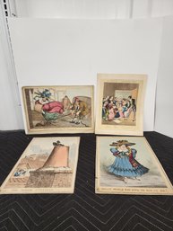 #221 EARLY 1800'S LOT OF 4 CARACATURES