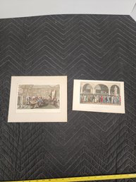 #223 2 TOM AND JERRY 1826 VISITAT LA BOURSE COLOR ETCHINGS IN VERY NICE CONDITIN