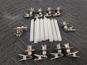 #236 10 Vintage Christmas Tree Candle Clip On Holders With 12 White  Candles