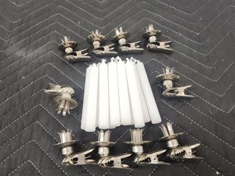 #237  Vintage Christmas Tree Candle Clip On Holders With White  Candles 10 Each