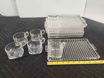 #245 5 Glass Vintage Luncheon Plate Set