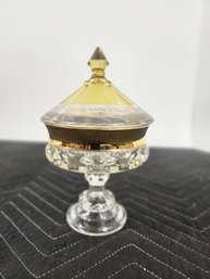 #272 Vintage Indian Glass King's Crown Candy Dish