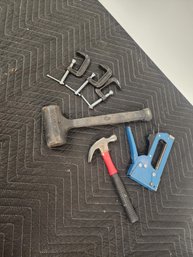 #281 3 2inch C Clamps, Hammer And Staple Gun