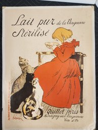 #289 French Lithograph Poster Girl With Cats