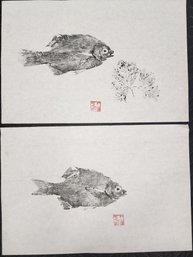 #290 Two Japanese Gyotaku Fish Rubbings
