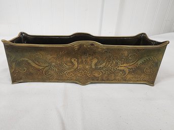 #37 Antique Brass Embossed With Fleur De Lis French Jardinire.
