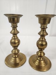 #45 2 Mid Century Modern Brass Candlesticks