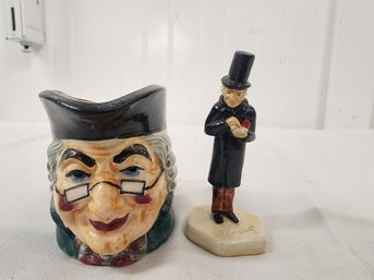 #73 VINTAGE TOBY MUG AND OLD DICKENS POECELAIN FIGURINE