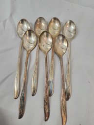 #86 MERIDEN SILVERPLATE SET OF 7 ICETEA SPOONS