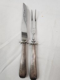 #89 WEIGHTED HANDLES STERLING SILVER AND STAINLESS BLADES CARVING SET