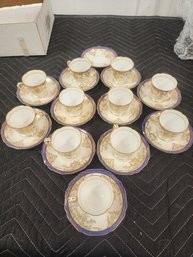 #139 NORITAKE ANTIQUE TEACUP AND SAUCER SET OF 11