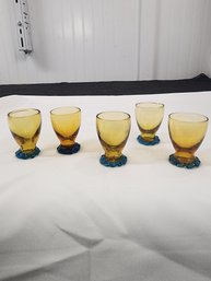 #145 5 ANTIQUE MINI MURANO GLASSES