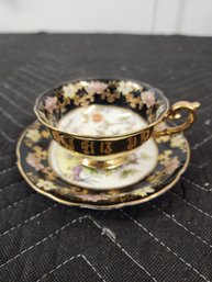 169 BLACK AND GOLD VINTAGE SAJI TEACUP AND SAUCER SET