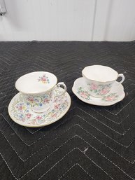 #174 ELEZABETHAN AND BONE CHINA ENGLAND TEACUPS AND SAUCERS