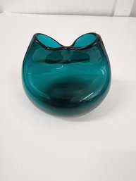 #191 1960'S BLENKO OF W. VIRGINIA DUAL VASE BLOWN BLUE GLASS