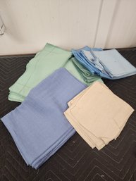 #215 BLUE,GREEN AND CREAM TABLE LINENS