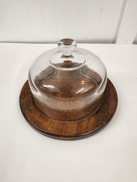 #225 WOOD AND GLASS BUTTER/CHEESE CLOCHE