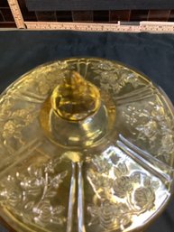 #8-2 VINTAGE DEPRESSION GLASS DISH WITH LID
