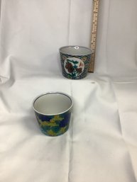 #64 KUTANI WARE SEIKOU KILN, CHOKO, SOBA, OLD KUTANI AOTE CLAY POTS