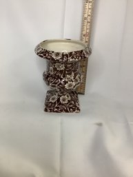 #67 VINTAGE ROYAL CROWNFORD BROWN CALICO MINI URN PLANTER IRONSTONE MADE IN ENGLAND