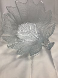 #60 ORREFORS SWEDISH ART GLASS MCM (EDEN BY LARS HELLSTEN) CABBAGE LEAF CRYSTAL BOWL