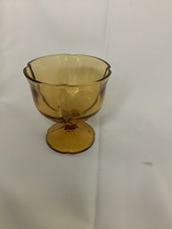 #62 MCM AMBER VINTAGE VIKING GLASS SMALL CANDY DISH