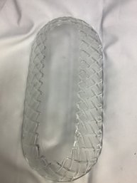 #64 INDIANNA GLASS CLEAR BASKET WEAVE OVAL PICKLE RELISH DISH