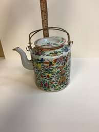 #51 ANTIQUE FLORAL AND BIRD DESIGN CHINESE TEAPOT