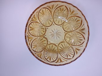 #10 ANCHOR HOKING YELLOW AMBER GLASS SCALLOPED BOWL/SERVING DISH
