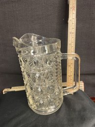 #20-7 VINTAGE FEDERAL GLASS WINSOR BUTTON CANE DESIGN PITCHER