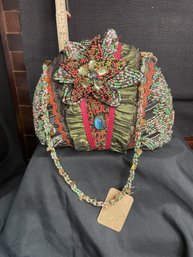 #20-16 PTITZI BEADED HANDBAG WITH HAND BEADED STRAP