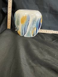 20-22 NOUVEAU ART GLASS HAND PAINTED RUVEN SMAILL OVAL VASE
