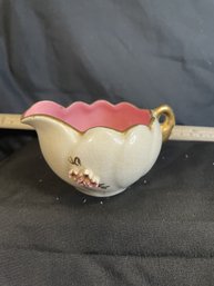 #20-29 ANTIQUE PINK CREAM SCALLOPE FLORAL CREAMER