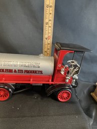 #20-32 ERTL CO. DIE-CAST 1910 MAC TRUCK TEXAS COMP. PERTROLUM METAL PIGGY BANK