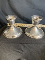 #20-33 VINTAGE PREINSER STERLING WEIGHTED NUMBER 14 SHORT CANDLESTICKS
