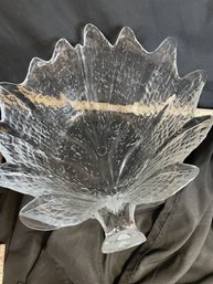 20-40 ORREFORS SWEDEN EDEN LARGE CRYSTEL LEAF SERVING SALAD BOWL