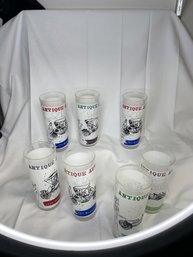 #30 VINTAGE ANCHOR HOCKING ANTIQUE AUTOS DRINKING GLASSES