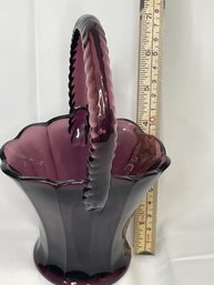 #40 MOSSER GLASS PURPLE GLASS BASKET WITH HANDLE