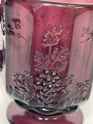 #41 A PAIR WESTORLAND GLASS AMETHYST PURPLE GRAPE AND VINE CREAMER/SUGER