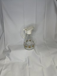 #32 VINTAGE LOG CABIN GLASS SYRUP DISPENER